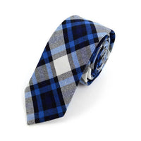 Cravates fines en flanelle de coton à carreaux bleus
