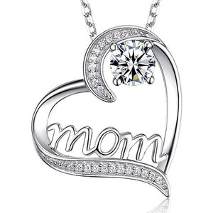 MOM Heart Claw Necklace with Zircon