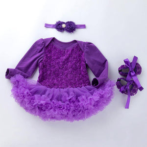 Long-Sleeve 3D Flower Romper Tutu Outfit (Baby)
