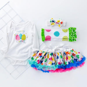 Happy Easter Colorful Egg Romper Tutu Outfit