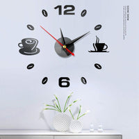 Reloj sin marco Granos de café y tazas