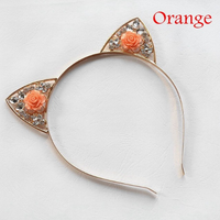 High quality cute alloy diamond rose cat ears headband children / adult headband
