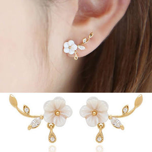 White Shell Flower Water Drop Earrings