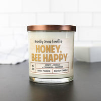 Vela feliz miel y abeja