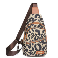 Leopard Print Sling Chest Bag With Headphone Jack Crossbody Backpack Shoulder Bag Women
