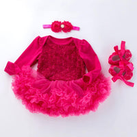 Long-Sleeve 3D Flower Romper Tutu Outfit (Baby)
