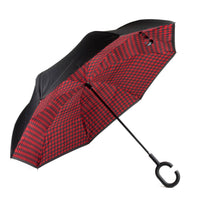 Gingham Checkered Inverted Umbrella
