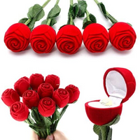 Coffret cadeau bijoux fleur rose rouge
