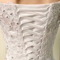 Half Sleeve Lace Detail Wedding Dress
