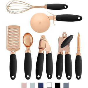 Juego de utensilios de cocina de acero inoxidable en oro rosa (7 piezas)