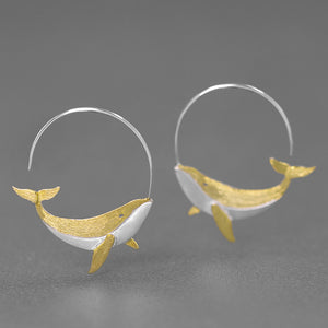Boucles d'oreilles baleine Kunpeng, conception artistique naturelle simple