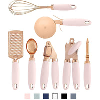 Juego de utensilios de cocina de acero inoxidable en oro rosa (7 piezas)
