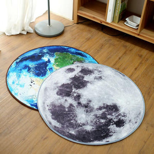 Moon & Earth 3D Print Round Rugs
