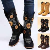 Sunflower Embroidered Cowboy Boots
