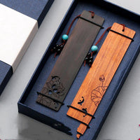 Coffrets cadeaux de marque-pages en bois sculpté chinois
