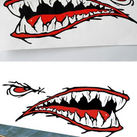 Calcomanía de kayak con dientes de tiburón
