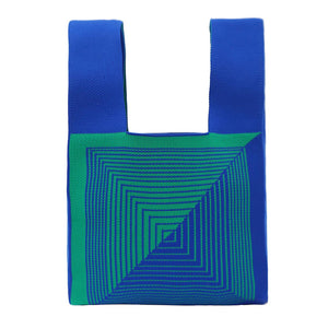 Mini Green & Blue Illusion Pattern Tote Bag