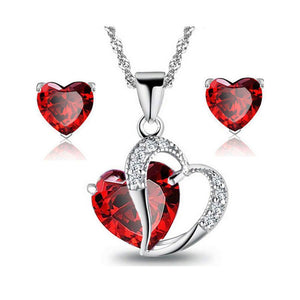 Conjunto de collar y aretes de corazón de San Valentín
