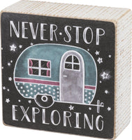 Never Stop Exploring - Chalk Sign
