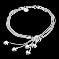 Ensemble collier et bracelet chaîne à pampilles en forme de cœur