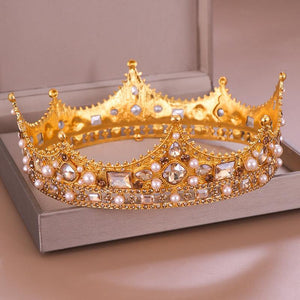 Tocado de corona vintage con diamantes de imitación y perlas