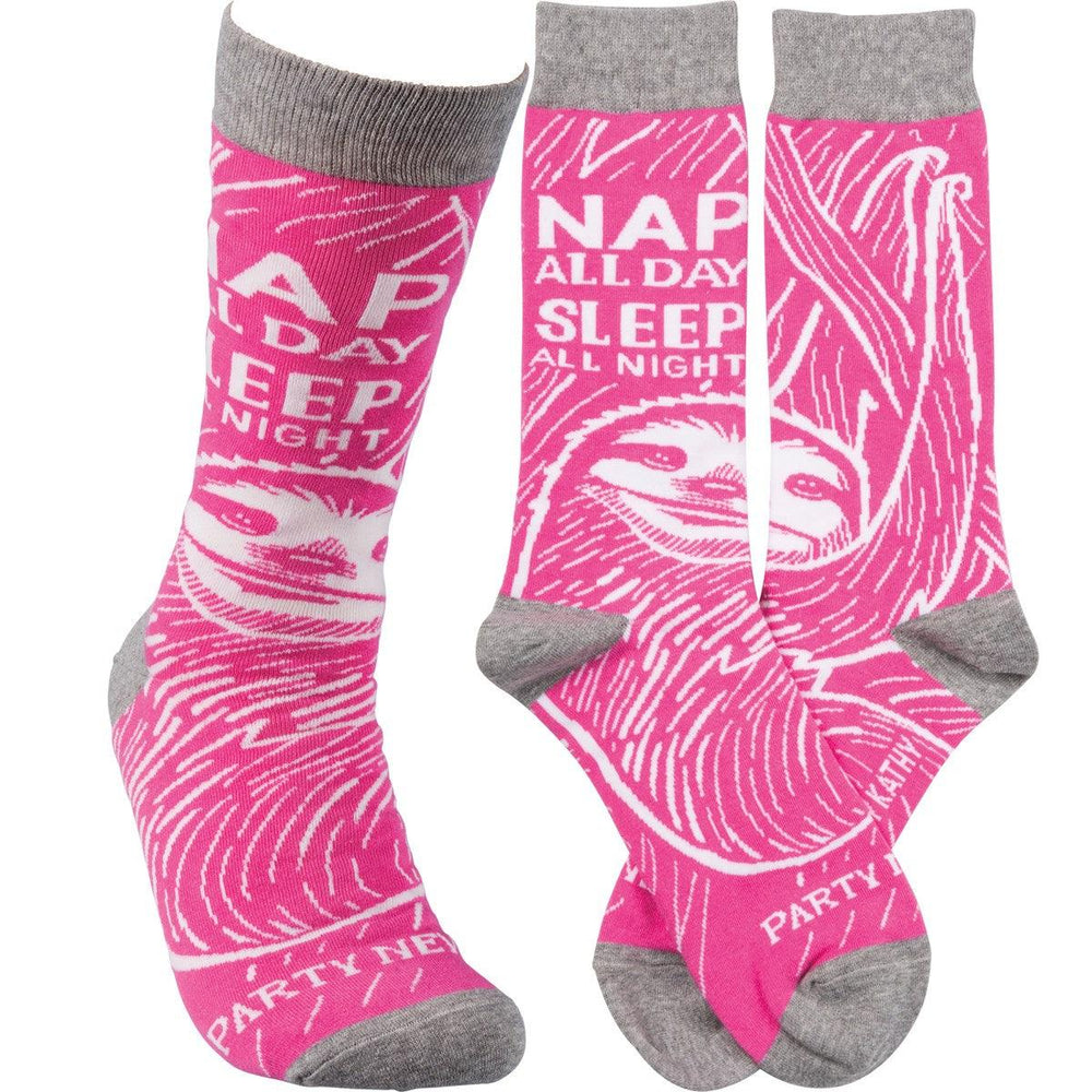 Nap All Day Sleep All Night Party Never - Socks