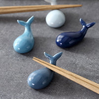 Pottery small whale chopstick holder
