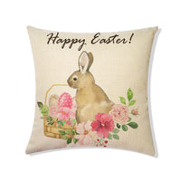 Easter Printed Linen Throw Pillow Covers
