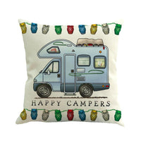 Happy Campers RV Linen Throw Pillow Covers