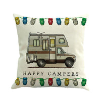 Happy Campers RV Linen Throw Pillow Covers

