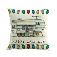 Fundas de almohada de lino Happy Campers RV
