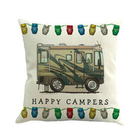 Fundas de almohada de lino Happy Campers RV