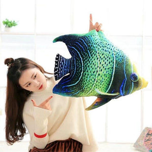 Almohadas decorativas de felpa con impresión 3D de tortugas marinas y peces tropicales