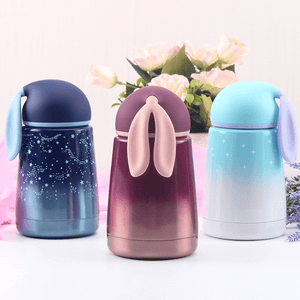 Gradient Color Stainless Steel Tumbler with Rabbit Ears