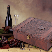 Caja de vino creativa Caja de regalo de cuero Hecha a mano Hogar Cocina Bar Accesorios Decoración Lafite Soporte para vino Caja de embalaje de vino Regalo de amigo