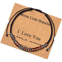 Bracelet code Morse Perles de bois de calcul biliaire noir