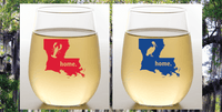 LOUISIANA COLLECTION - Home State - Stemless Shatterproof Wine Glasses (2 Pack)
