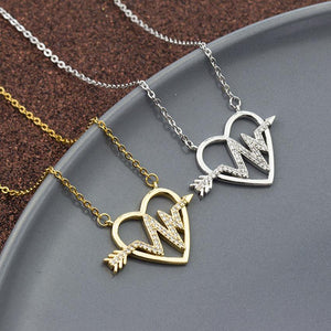 Heartbeat Arrow Heart Necklace
