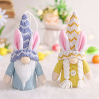 Décorations de pâques oreilles de lapin tricotées, ornements de poupée Gnome
