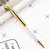 Bolígrafos de metal con adorno de diamante relleno de cristal
