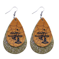 Pendientes colgantes de cuero con estampado de Halloween
