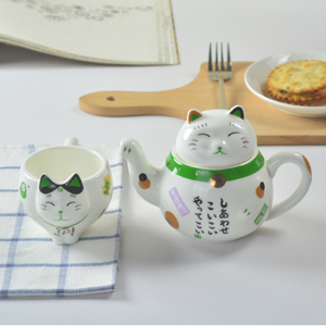 Coffrets cadeaux théière et tasse chat porte-bonheur chinois
