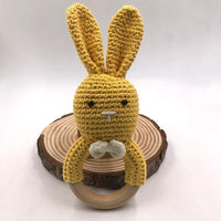 Knit Bunny Wooden Teether Ring
