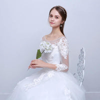 Lace Sleeve Full Skirt Wedding Dress
