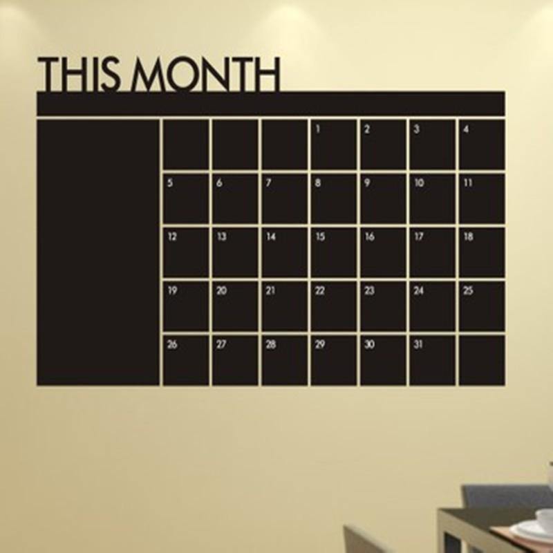 Etiqueta de la pared de la pizarra del calendario mensual