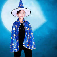 Conjunto de sombrero y capa de bruja o mago (niño)
