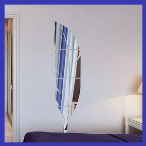 Espejo de plumas de acrílico etiqueta de la pared europea 3D etiqueta de la pared decoración del dormitorio de la sala de estar