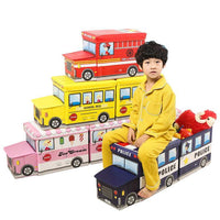 Taburete del almacenamiento de la caja de juguetes de la policía del camión de bomberos del autobús escolar
