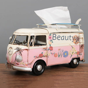 Caja de pañuelos decorativa estilo furgoneta retro de los años 70