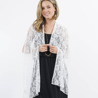 White Floral Sheer Lace Scarf Stole
